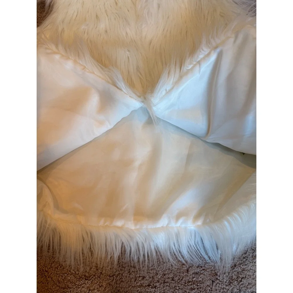 Sioni White Shaggy Faux Fur Vest Sleeveless Lined Jacket Womens Sm Festival Boho